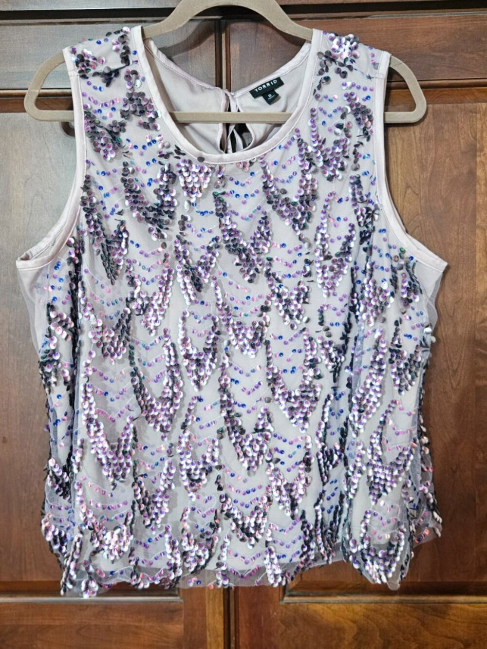 Torrid Plus Size 0 Sequin Tank Top Mauve Pink Sparkly Party Blouse 10 Summer